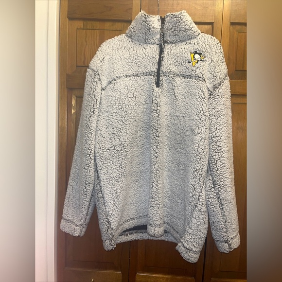 Pittsburgh Penguins Women’s G-III Carl Banks Gray Sherpa 1/4 Zip Jacket XL - Picture 1 of 9